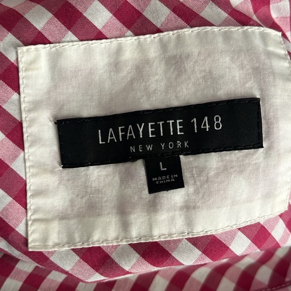 Like New Lafayette 148 pink striped button down blouse - Picture 6 of 6